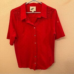 Nurture Short Sleeve Bright Red Blouse Size Large